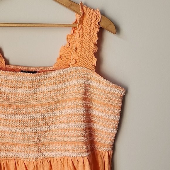Torrid - Cotton Modal Slub Square Neck Smocked Babydoll Tank in Papaya P… - Picture 3 of 12